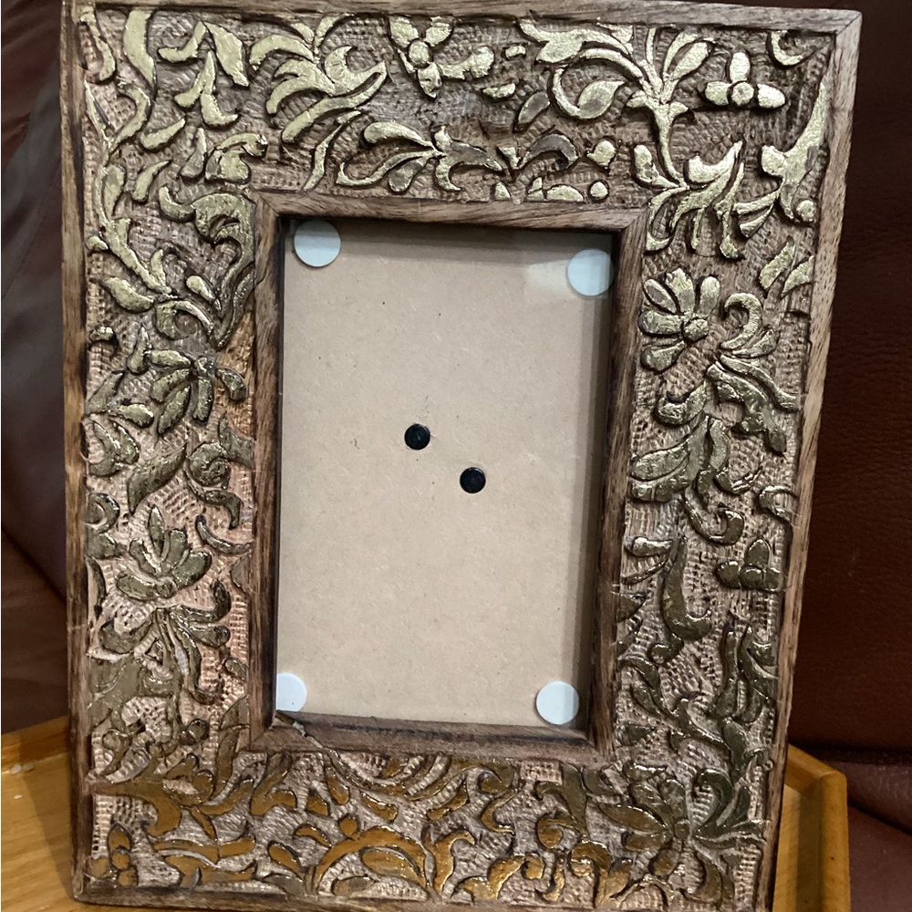 Carved Wood Ornate Gold and Brown Photo Frame
